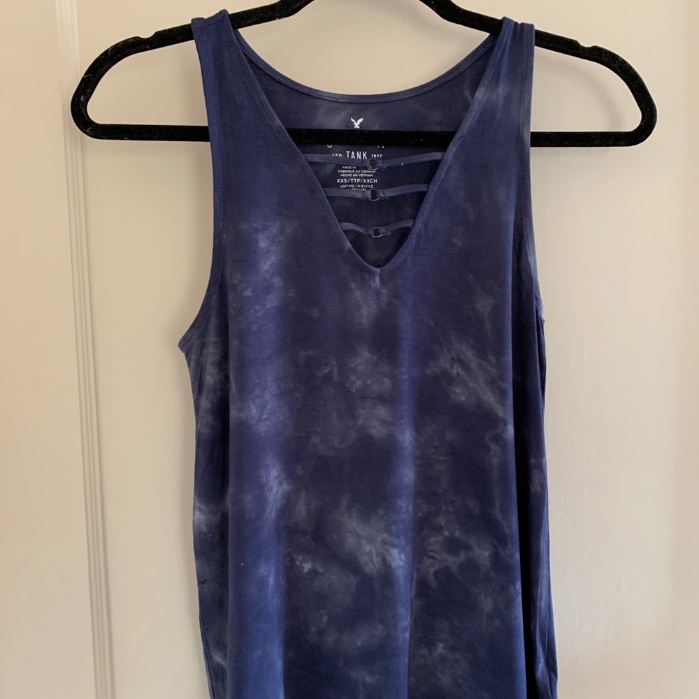 Blue Tie Dye Pattern Soft and Sexy Tank Top